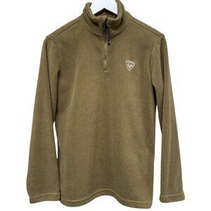 Rossignol Fleece Ski Top Size 14 Boys Brown 1/4 Zip Mock Neck Pullover